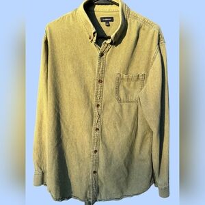 MENS GREEN CROFT AND BARROW LONG SLEEVE POCKET BUTTON UP SIZE L